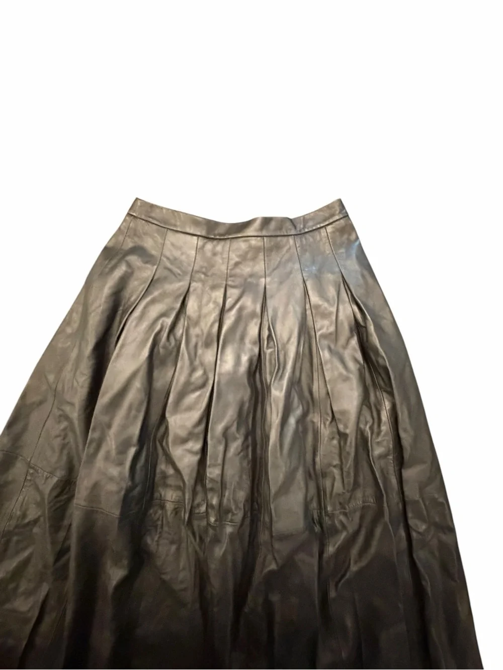 NEW Nordstrom Pleated Leather Skirt Black Size Medium Cowgirl Boho Whimsigoth